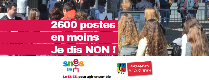 2600 suppressions de postes dans le second degré, c'est NON !