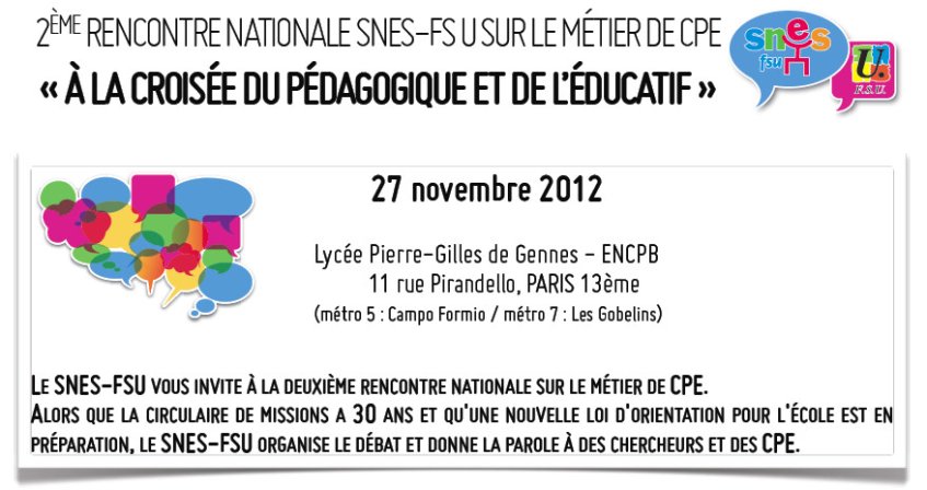 2e RENCONTRE NATIONALE SUR LE METIER DE CPE